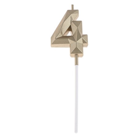 Candle in the cake on the skewer "Almaz", the number "4", champagne, 4.8x2.6 cm-5