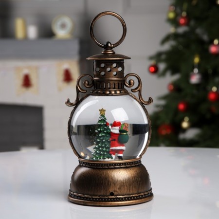 LED figure “Lantern with Santa Claus” 11 × 19 × 11 cm, plastic, AAX3 batteries (not in the kit), USB, glow warm white-2