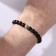 Bracelet men's “Grand” matte beads, black color with silver, d = 6 cm