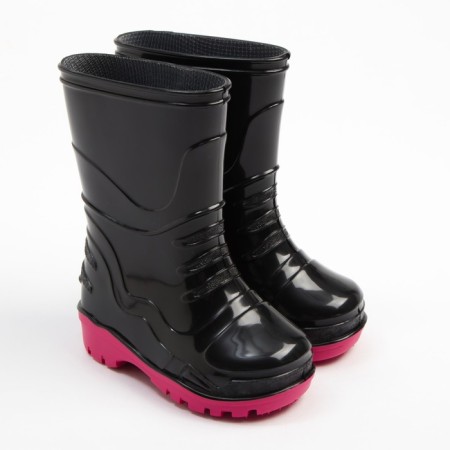 Rubber boots baby, black color+pink, size 24
