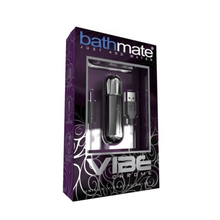 Bathmate Vibe Bullet Chrome Vibropul, rechargeable, silver color, 7.8 cm-2