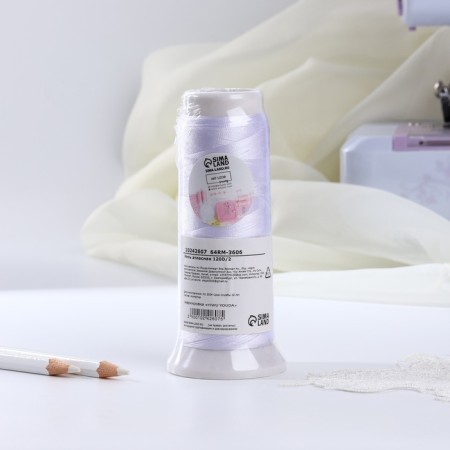 Satin thread, 120d/2, 700 m, white color-3