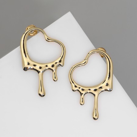 Earrings metal "heart" melting, color gold