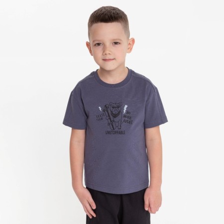 T-shirt for a boy, dark gray color, height 122 cm-1