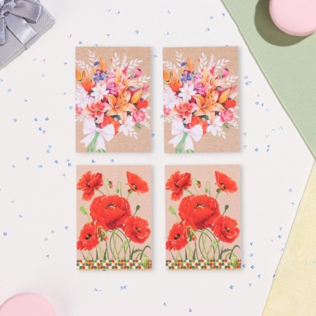Set of mini -postcard "Wishes - 4" poppy, 40 pieces, 5 x 7 cm-1