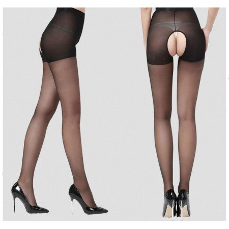 Erotic linen, nylon tights, with access, size OS, black