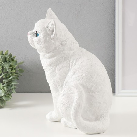 The piggy bank "Cat is white color" height 31.5 cm, width 16 cm, length 24 cm.-4