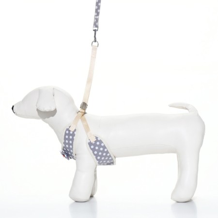 A set with a soft harness "peas", size m, leash 120 x 1.5 cm, og 34-66 cm, gray-1