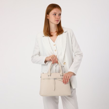 Luggage bag on lightning, 2 external pockets, milk color-8