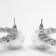 Earrings with pearls "abstraction" chain, color silver
