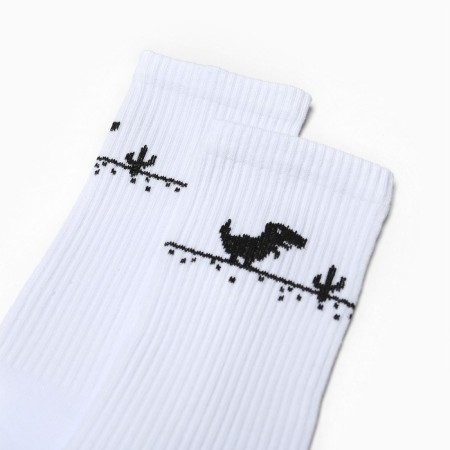 Male socks "Google Dino", white color, rr 25-27-1