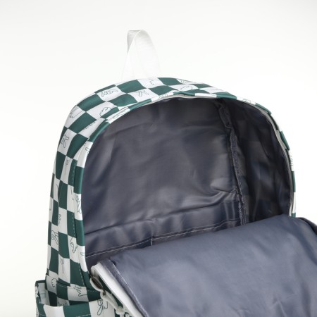 Youth backpack from textiles, 4 pockets, white/green color-5
