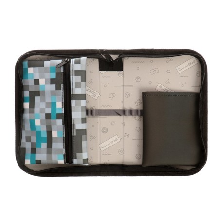Penal 1 section 140 x 210 x 40 mm, folding pocket and cosmetic bag, fabric, calligrata topontent "Cubes"-3