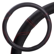 Braid on the steering wheel, eco -leather with perforation, black, red firmware, 38 cm/m
