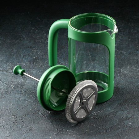 Teapot Hot French - Magistro press "Helsinki", 600 ml, glass, green color-1