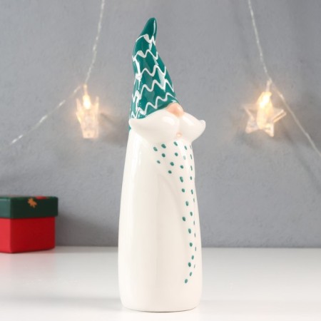 Souvenir Ceramics "Santa Claus - mustachioed, green cap -zigzag" 21.5x6.4x5.9 cm-1