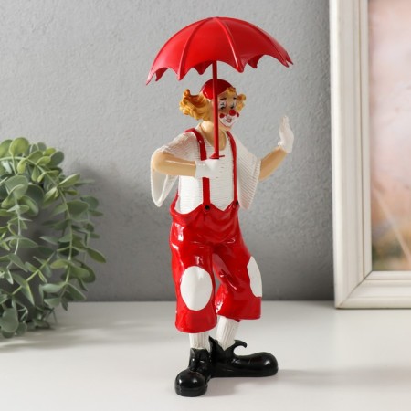 Polystone souvenir "Clown with red umbrella" white-red 11.5x9x24 cm-3