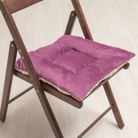 Pillow on a square chair 45x45cm, height 5cm, lilac velor, gray, synthet. fiber