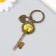 Metal keychain, glass "Castle-heart and key with the owl" bronze 10 cm