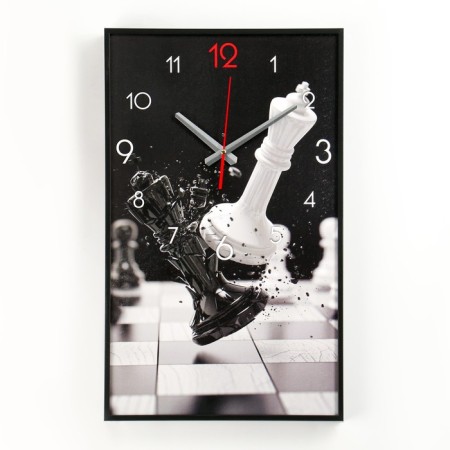 Carty clock is wall-mounted, interior "chess", smooth move, 57 x 35 x 4 cm