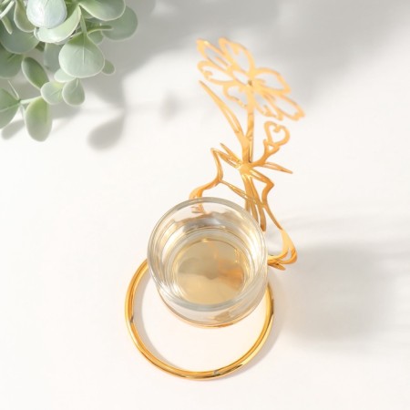 Summary for 1 candle metal, glass d = 4.5 cm "Flower in a vase" gold 7.4x7.5x21 cm-5