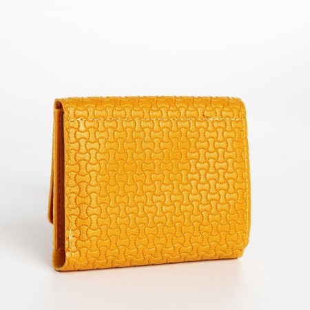 Women's wallet on the button, yellow color-1