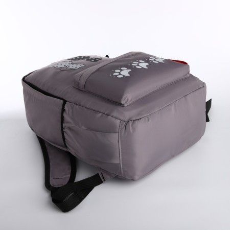Youth backpack from textiles, 3 pockets, wallet, gray color-5