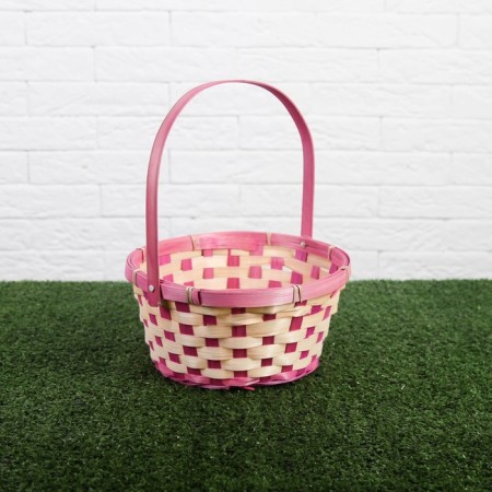 Wicker basket, bamboo, 21x21x10/24 cm, pink