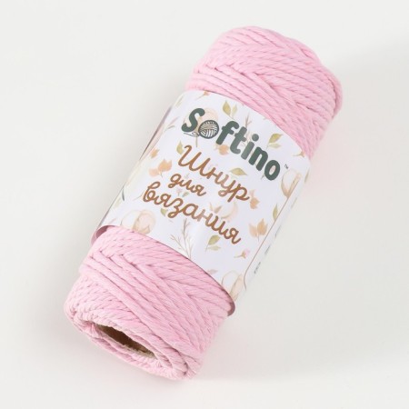 Knitting cord 100% cotton, width 3mm 25m 80g "pink" 4.5x4.5x10 cm-1