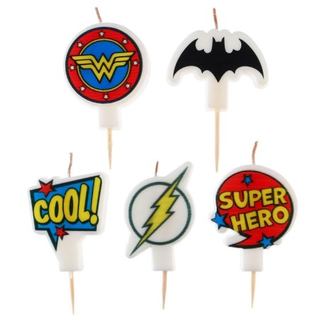 Candle for the cake "Happy Birthday!", 5 pieces, superheroes-4