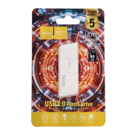 Flashka Hoco UD11 Wisdom, 64 GB, USB3.0, Thu up to 100 MB/s, PLA up to 30 MB/s, white-3