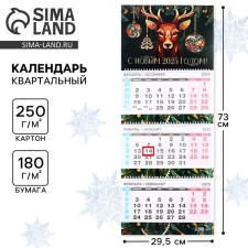 Calendar 2025 Wall, quarterly “New Year: Happy New Year 2025”, 29.5 x 73 cm, New Year's series