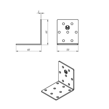 Corner Fitty tundra, 60x60x50x2 mm, zinc, in the package of 1 pc.-2