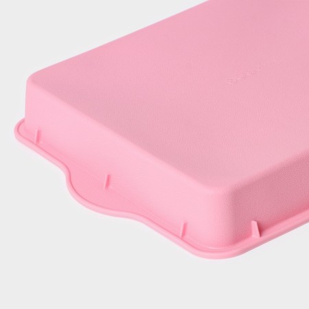 Baking uniform with handles of the rectangle, silicone, 30 × 22 cm, pink color-4