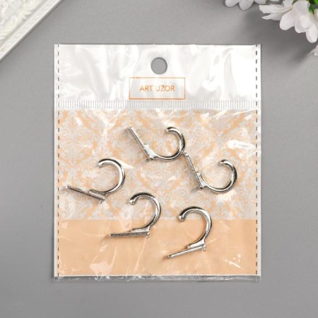 Metal hook (set 5 pcs) silver 2.7x0.6 cm-3