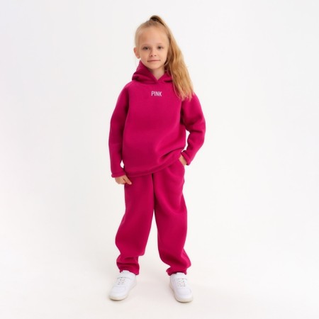 Kids (hoodies, trousers) minku: Basic Line Kids, Oversize, Fuchsia color, height 122