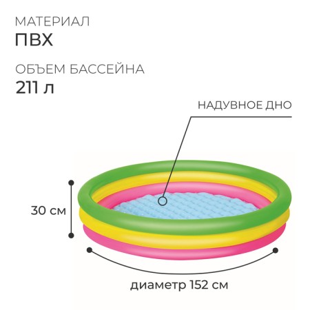 Rainbow inflatable pool, 152 x 30 cm, from 2 years, 51103 Bestway-1