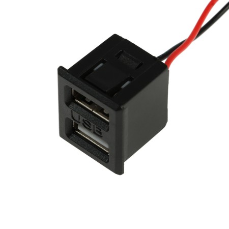 2 USB connector with a wire 10 cm, 2 pin, 2.1 a, 5 V, black-1