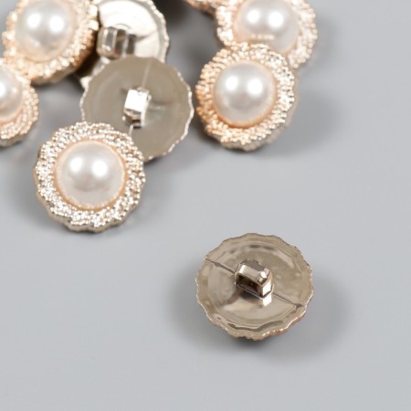 Buttons plastic for creativity on the leg "Pearl in the frame" set of 10 pcs 2.1x2.1 cm-1