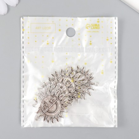 Decor for creativity Metal "Sun and Cosmonaut" silver 3x3.3 cm-3