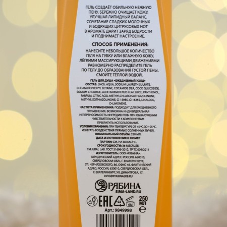 Shower gel, 250 ml, Latte-Mandarin aroma, New Year-4
