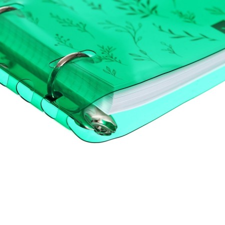 A notebook on rings A5 120 sheets in the Lorex "Neon. Green" cage, with a change of block, a plastic cover, with stickers-2