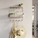 Wall shelf with hooks for accessories Estique, 310 × 320 × 100 mm, white / natural wood color