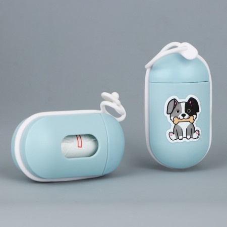 Container with packets for cleaning the dog "on a walk", the color of the blue-3