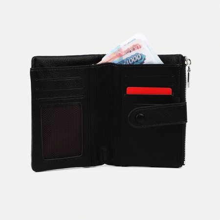 Women's wallet on the button, black color-5