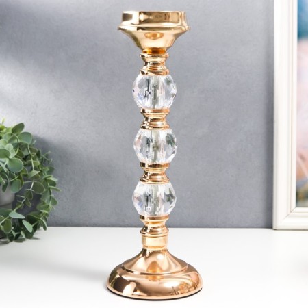 Summary Metal for 1 candle "Classic - three transparent balls" gold 32x11x11 cm-1