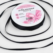 Satin tape, 3 mm × 45 ± 1 m, black color No. 39