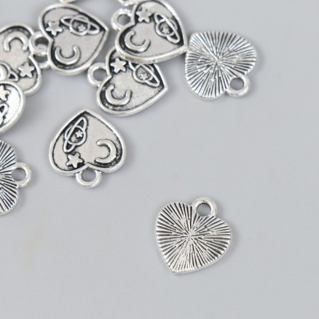 Decor for creativity Metal "Space Heart" silver 1.2x1.3 cm-1