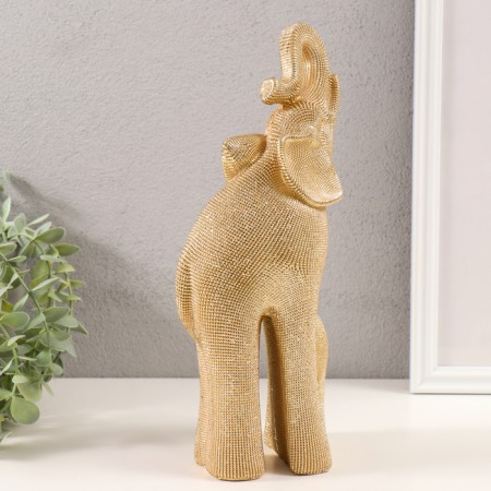 Souvenir Polystone 3D "Elephant with Elephant" Dark Gold 13.5x8x28.5 cm-3