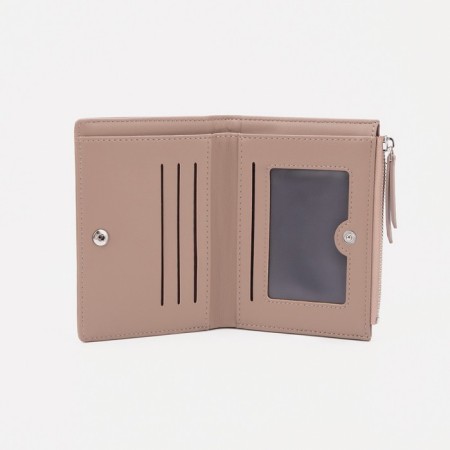 Women's wallet on the button, beige color-2